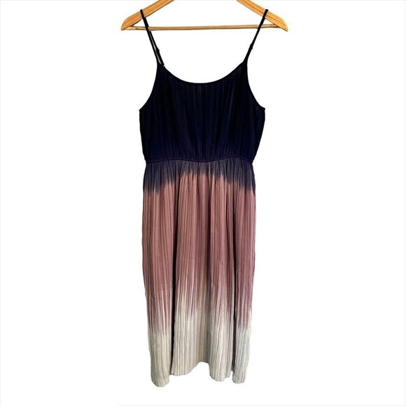 Rare Lucky Brand Ombré Navy Blue Purple Pleated Sleeveless Dress Size Small - Picture 1 of 11